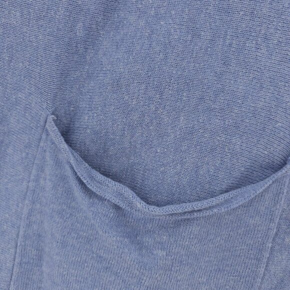 POETRY Hooded Cardigan Poncho Sweater Hooded Blue Cotton Linen Est. L/XL - Picture 5 of 7